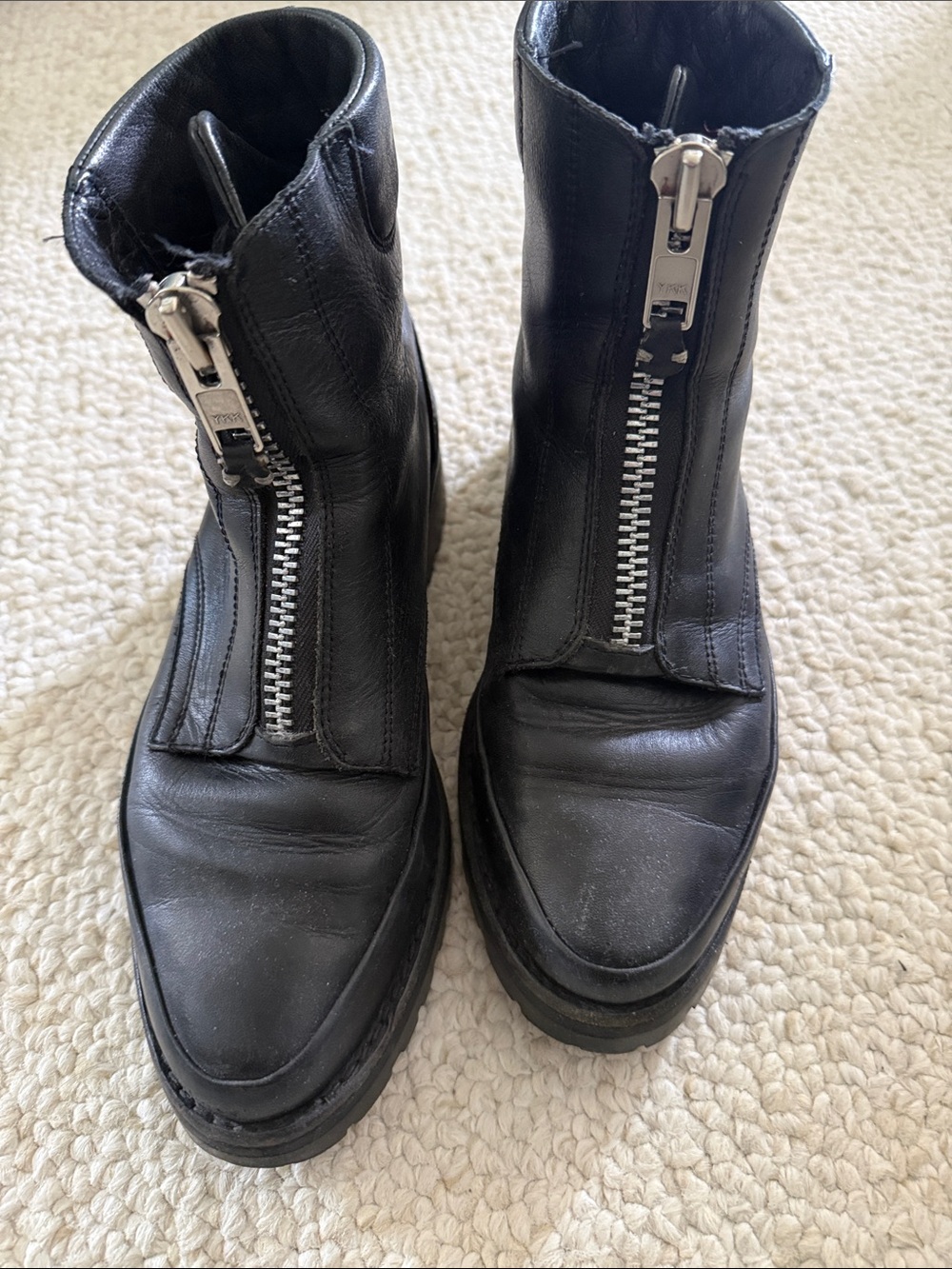 Thursday Boot Co. Black Leather Front-Zip Ryder Boots